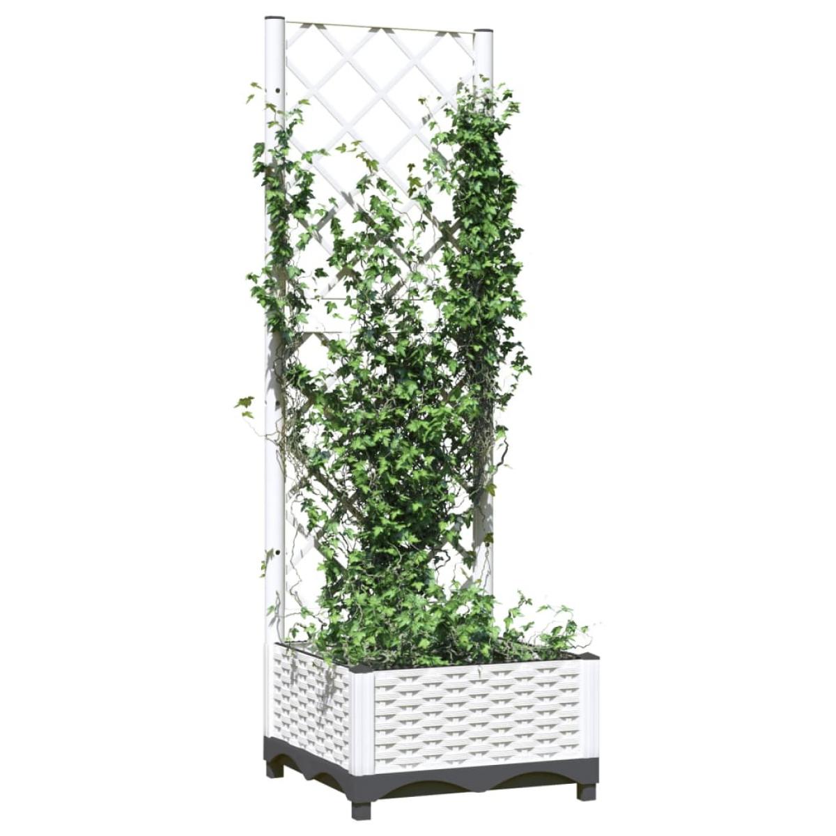 Jardinera con enrejado PP blanco 40x40x121,5 cm