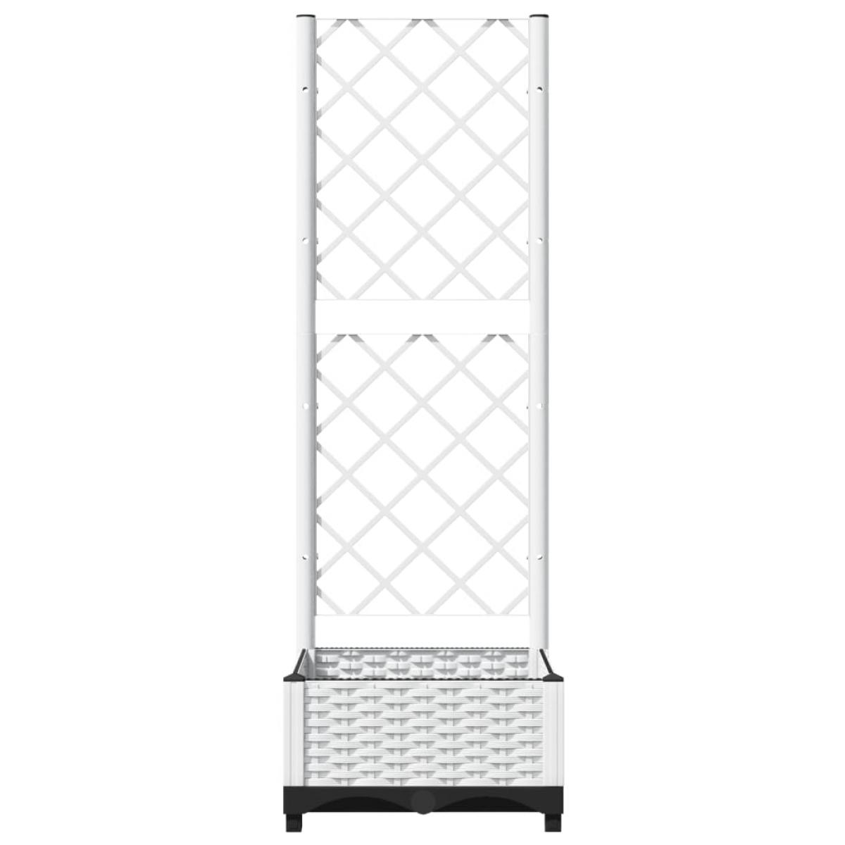 Jardinera con enrejado PP blanco 40x40x121,5 cm