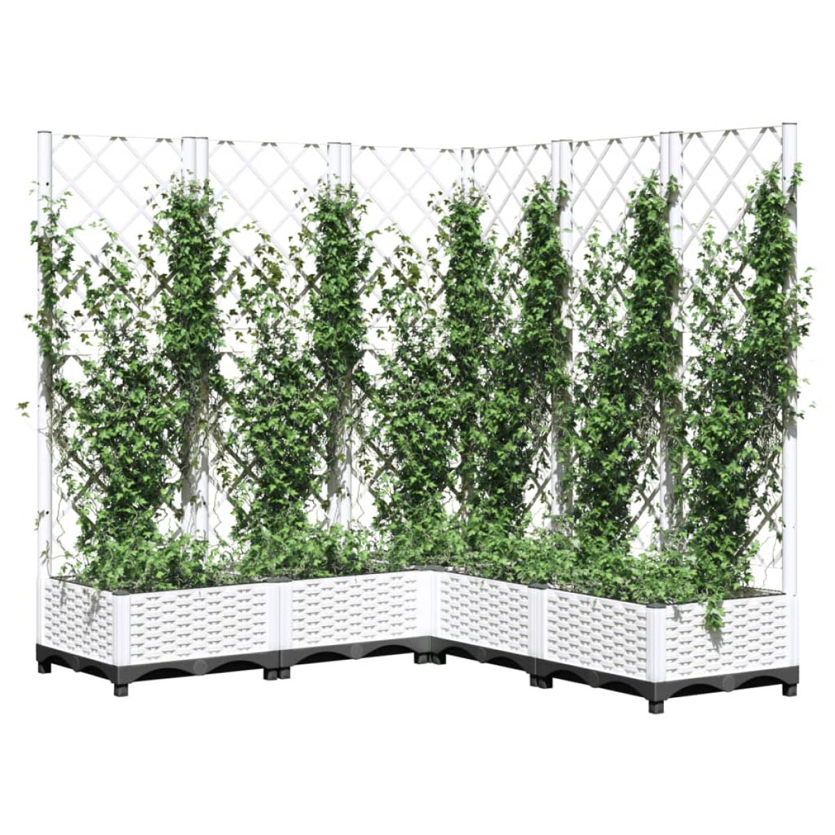 Jardinera con enrejado PP blanco 120x120x121,5 cm