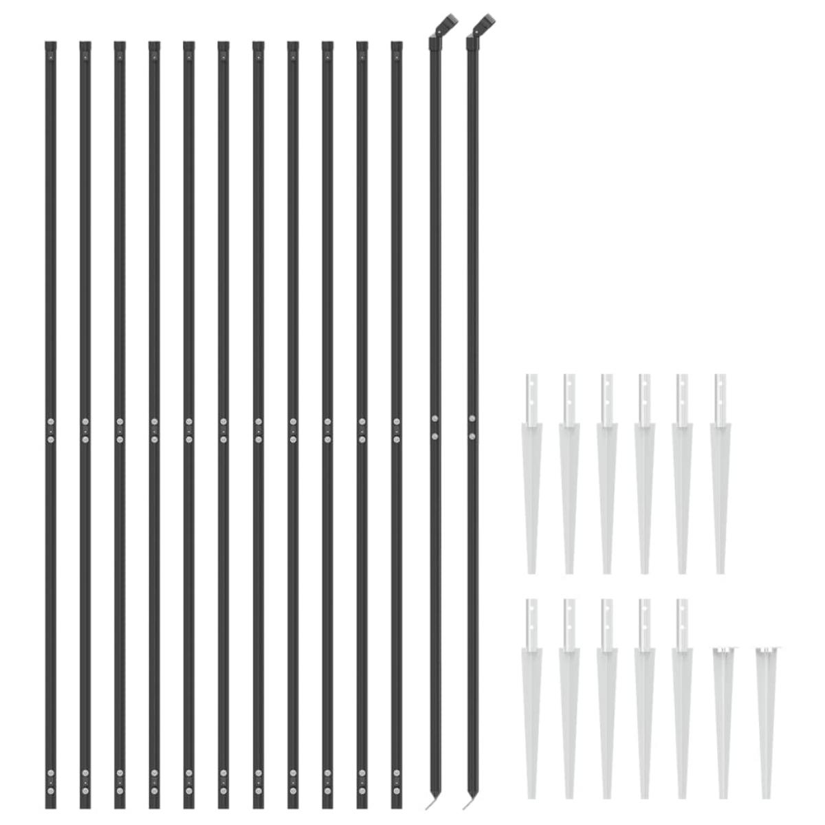 Cerca de alambre con pinchos de anclaje gris antracita 2,2x25 m