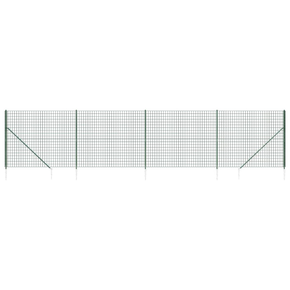 Cerca de alambre con pinchos de anclaje verde 2x10 m