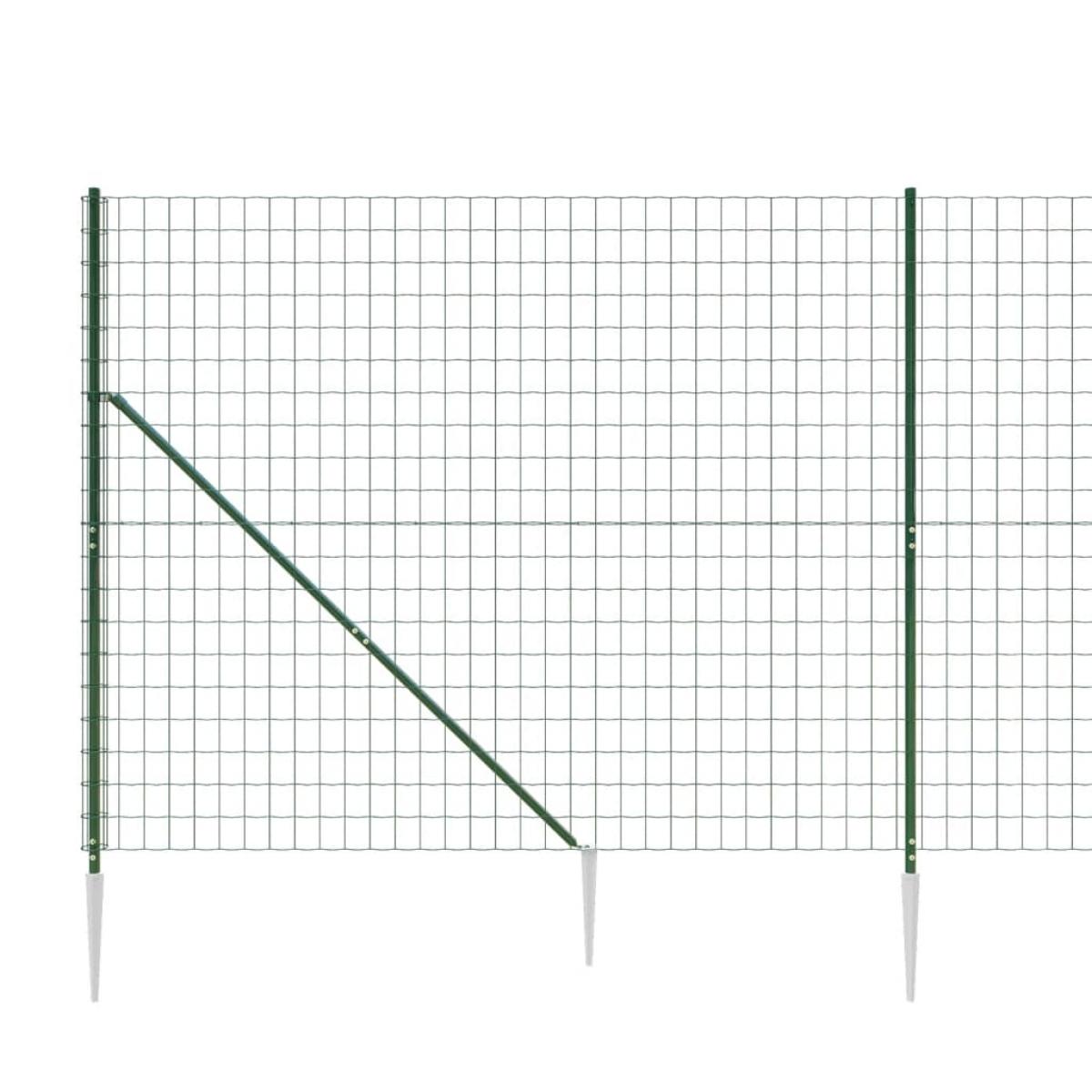Cerca de alambre con pinchos de anclaje verde 2x10 m