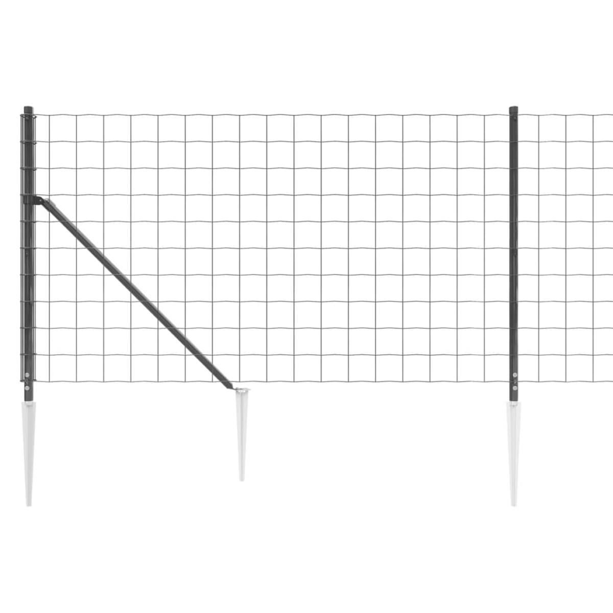 Cerca de alambre con pinchos de anclaje gris antracita 1x25 m