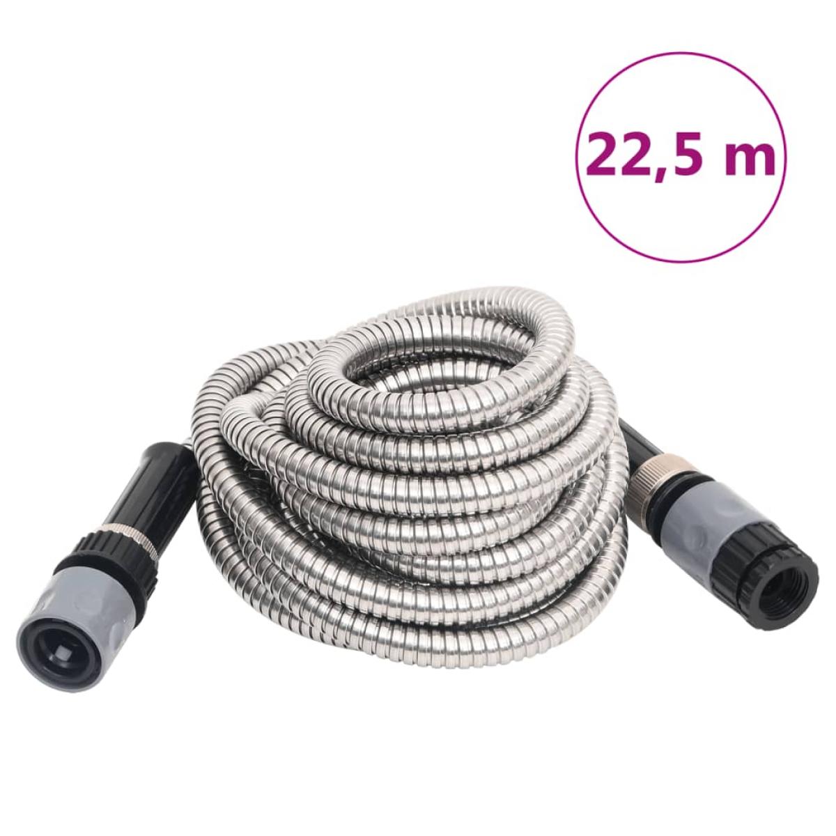 Manguera jardín con pulverizador acero inoxidable plata 22,5m