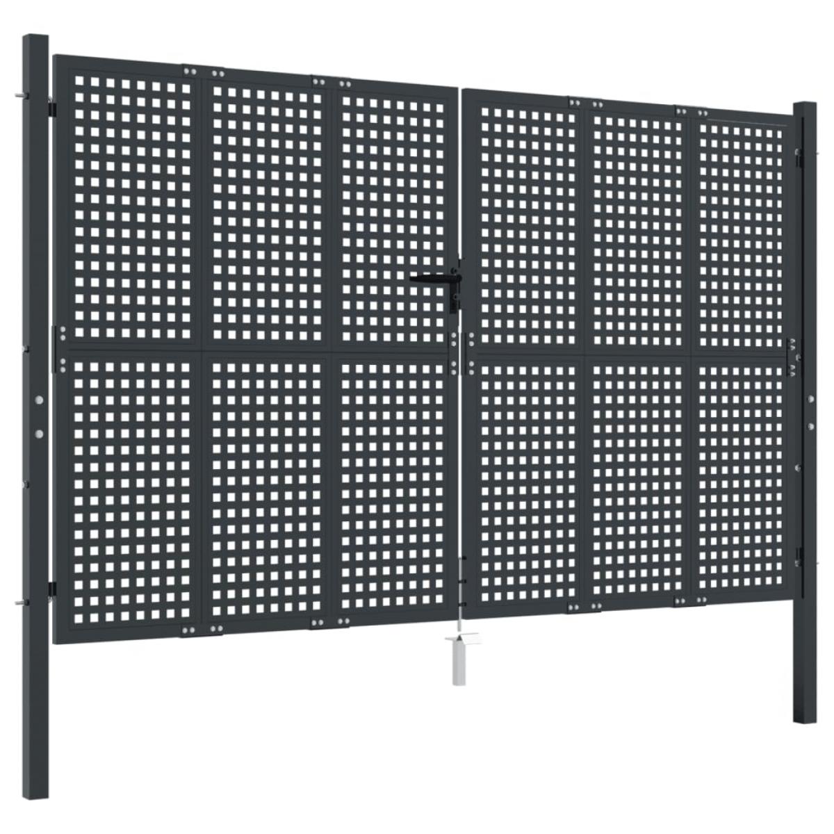 Puerta de jardín acero gris antracita 300x200 cm