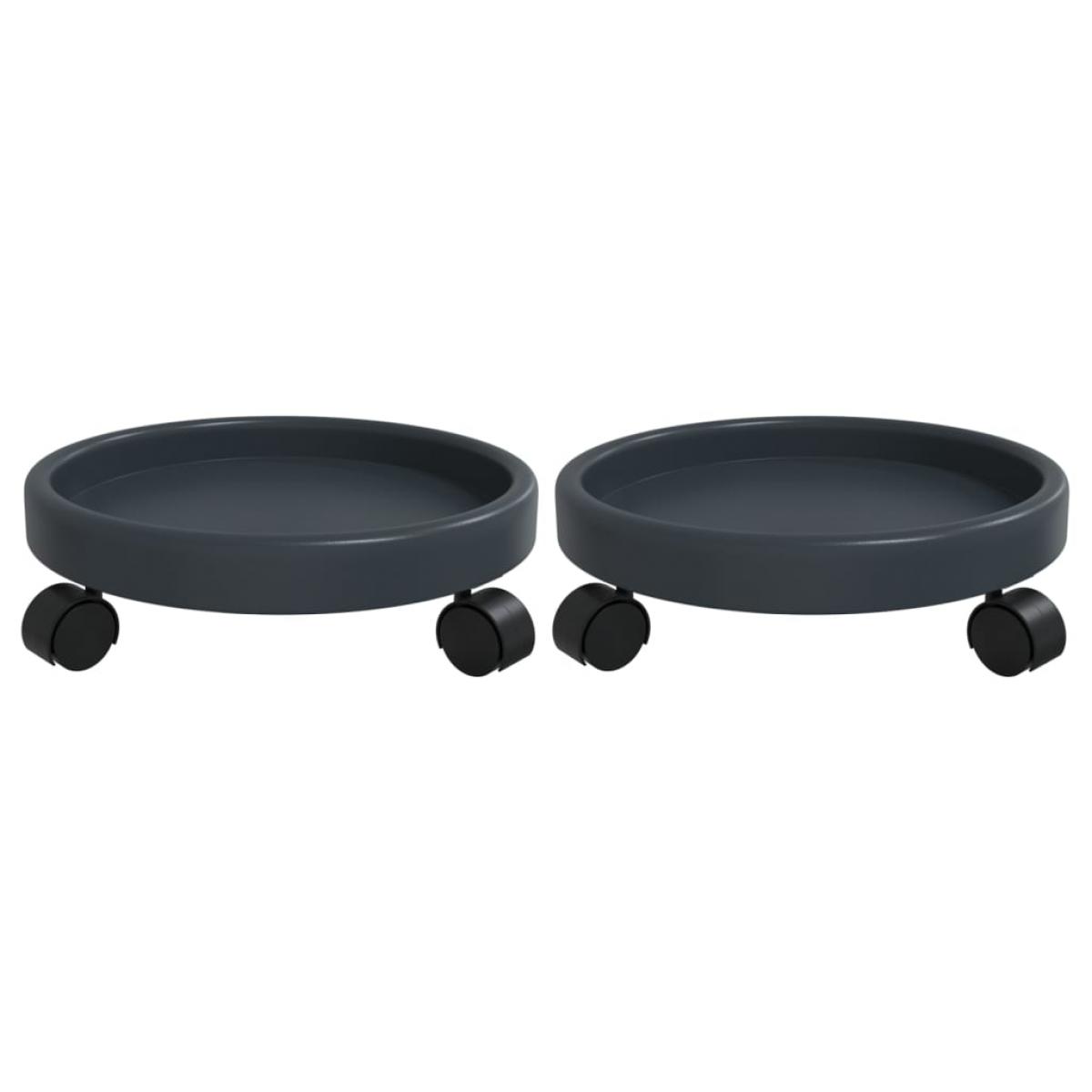 Soporte para plantas con ruedas 2 uds gris diámetro 34 cm 35 kg