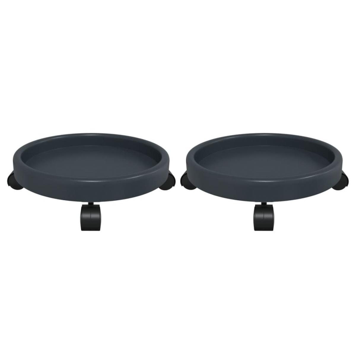 Soporte para plantas con ruedas 2 uds gris diámetro 34 cm 35 kg