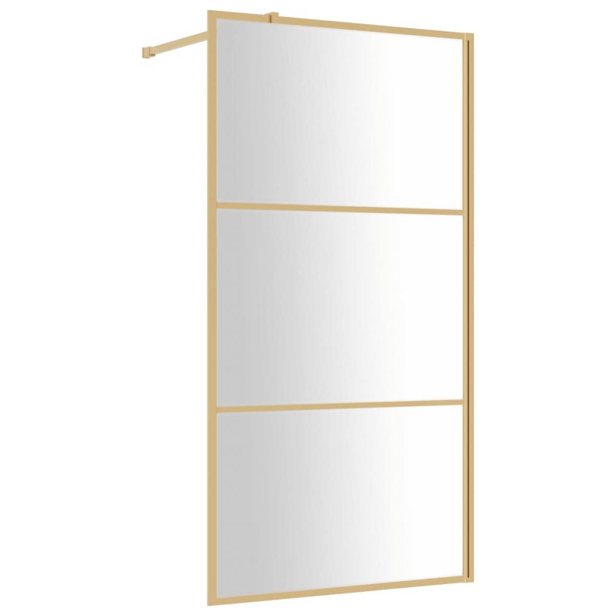 Mampara puerta ducha vidrio transparente ESG dorado 100x195 cm