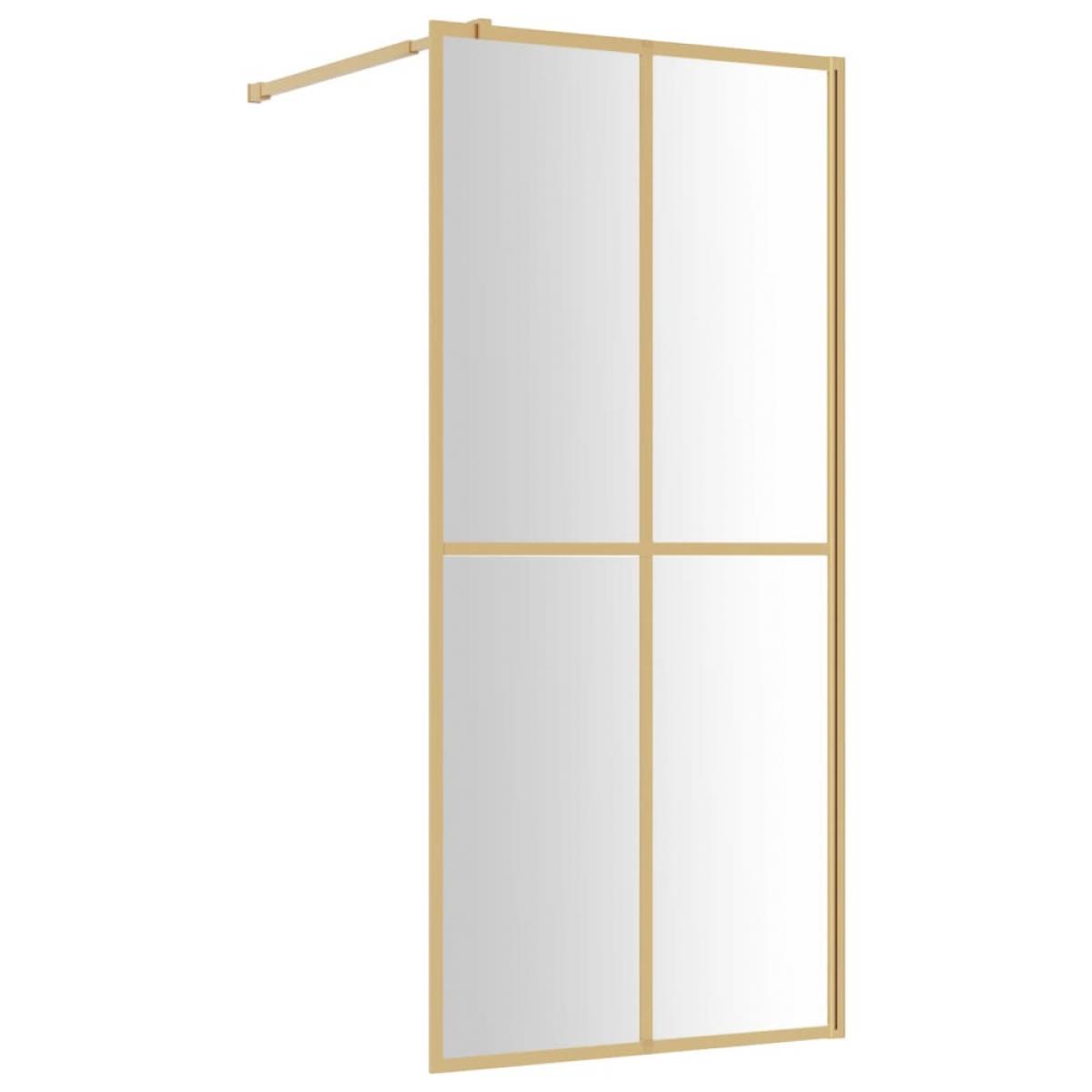 Mampara puerta de ducha vidrio transparente ESG dorado 90x195cm