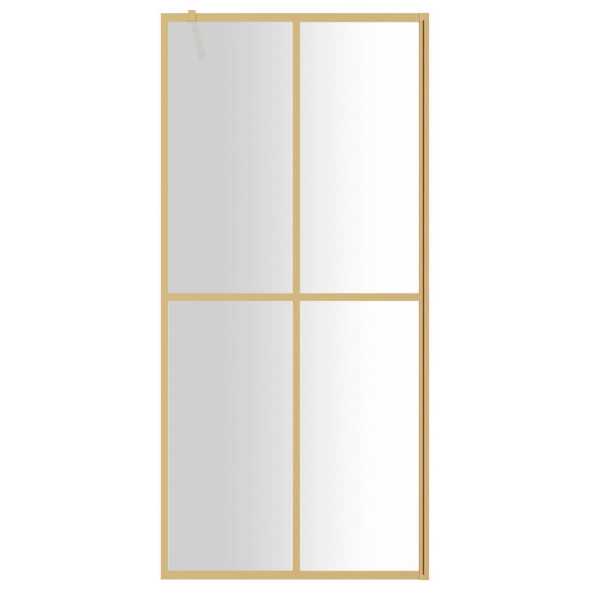Mampara puerta ducha vidrio transparente ESG dorado 100x195 cm