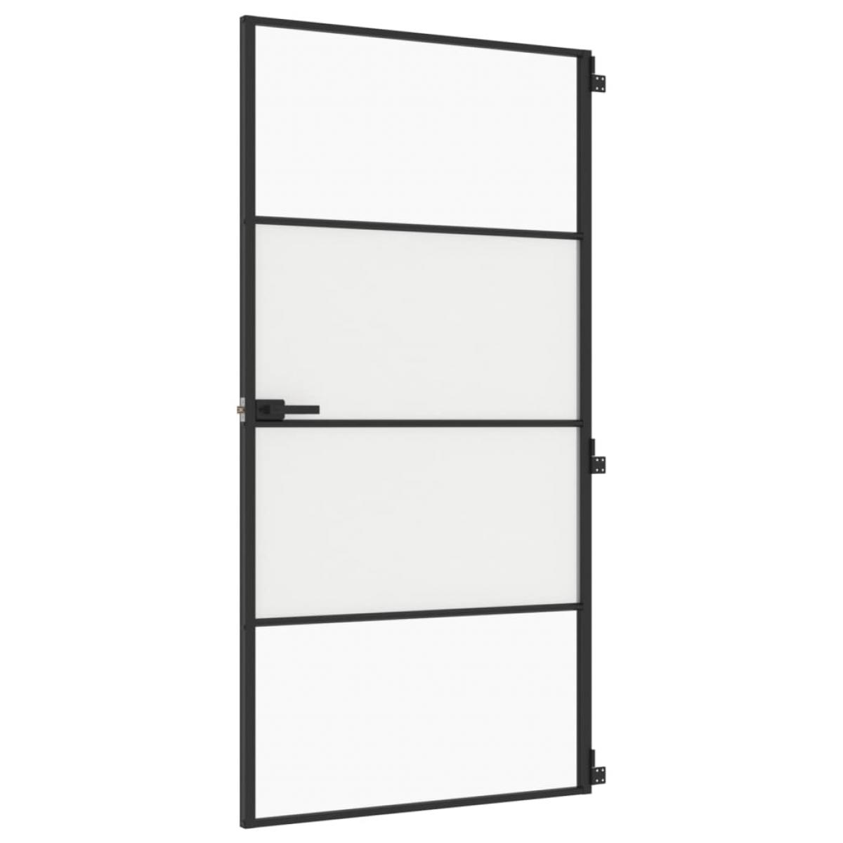 Puerta interior delgada negra vidrio y aluminio 102,5x201,5 cm
