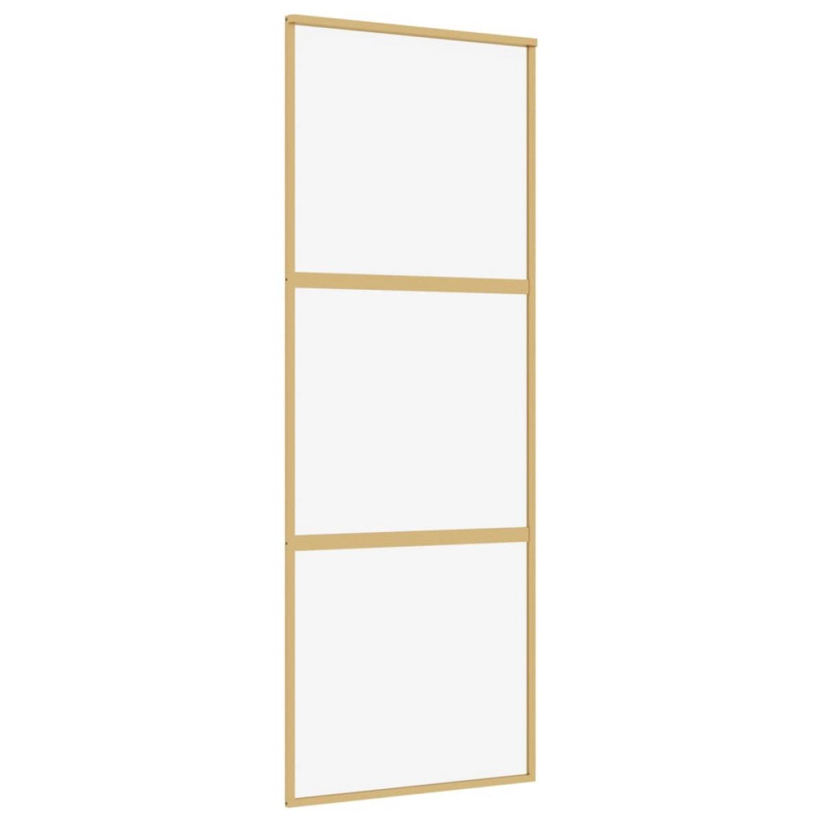 Puerta corredera dorada de vidrio ESG transparente y aluminio