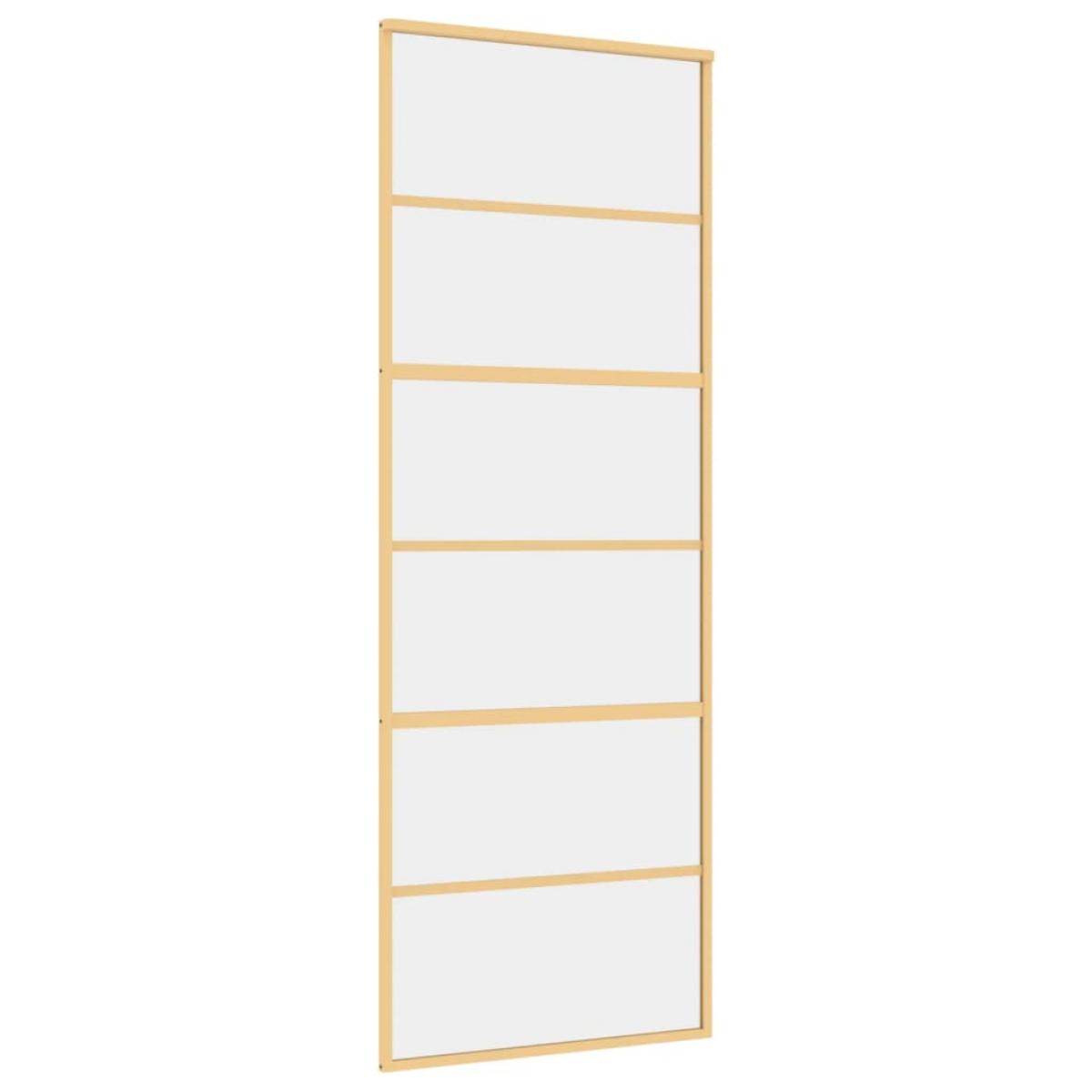 Puerta corredera dorada de vidrio ESG transparente y aluminio
