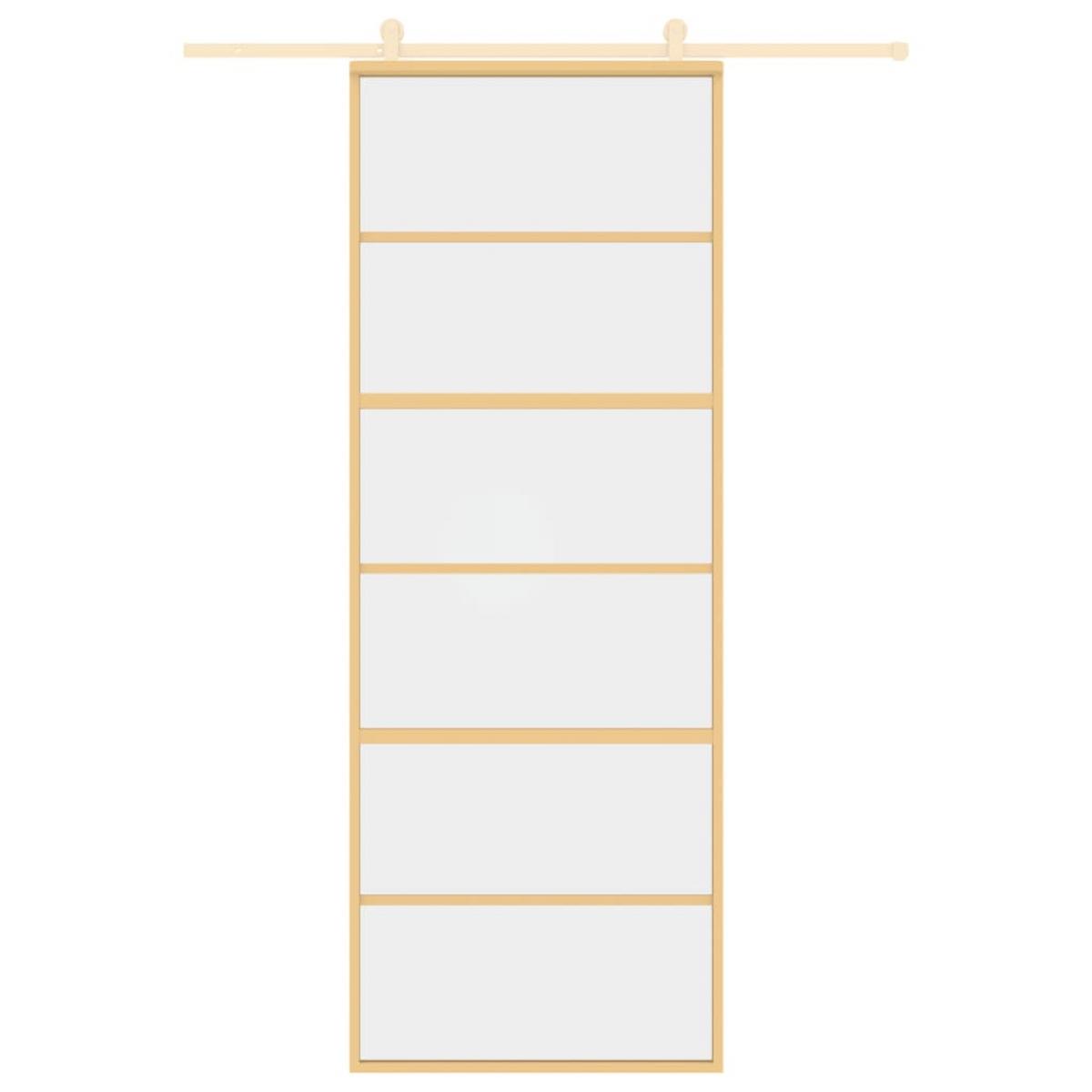 Puerta corredera dorada de vidrio ESG transparente y aluminio