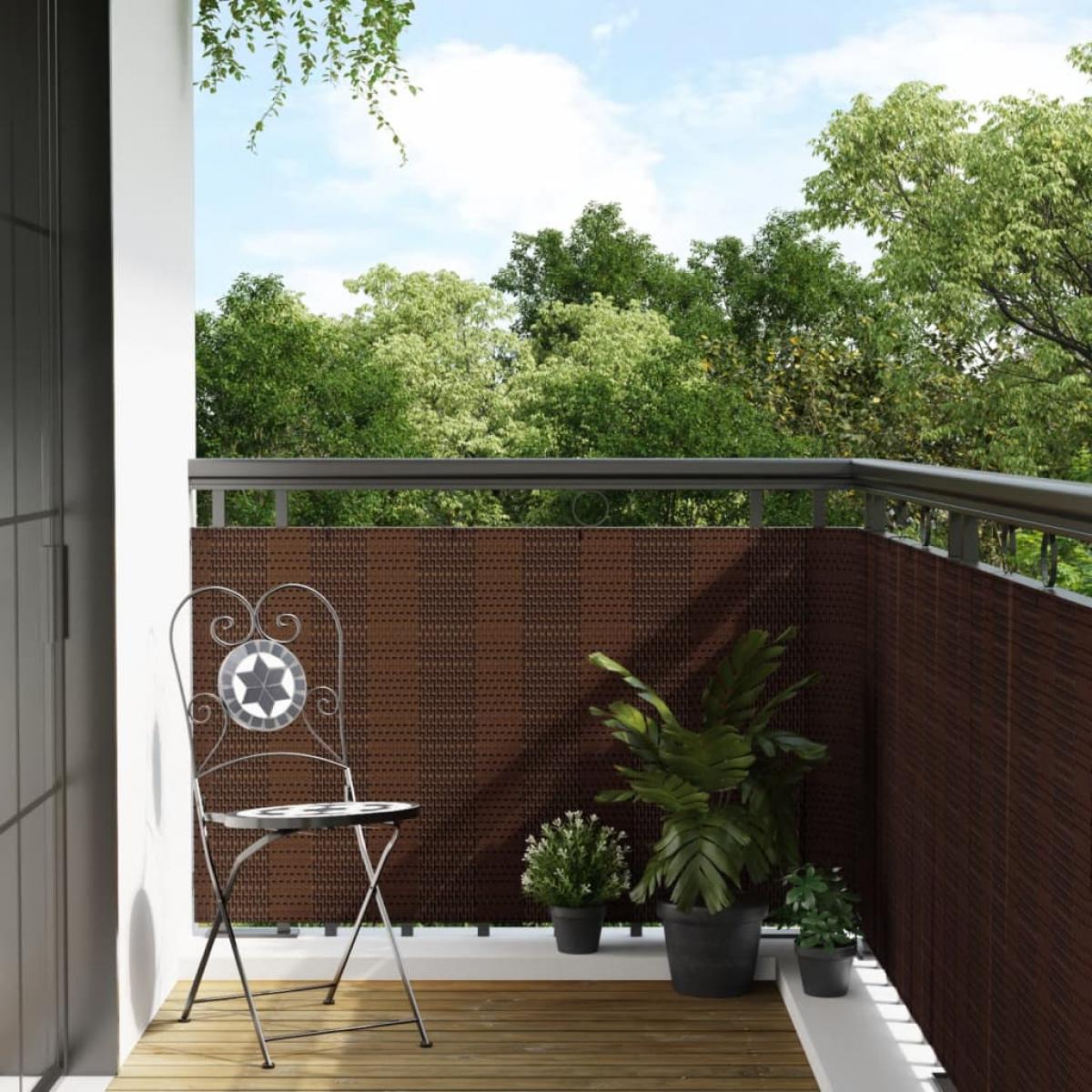 Toldo para balcón ratán sintético marrón y negro 300x80 cm