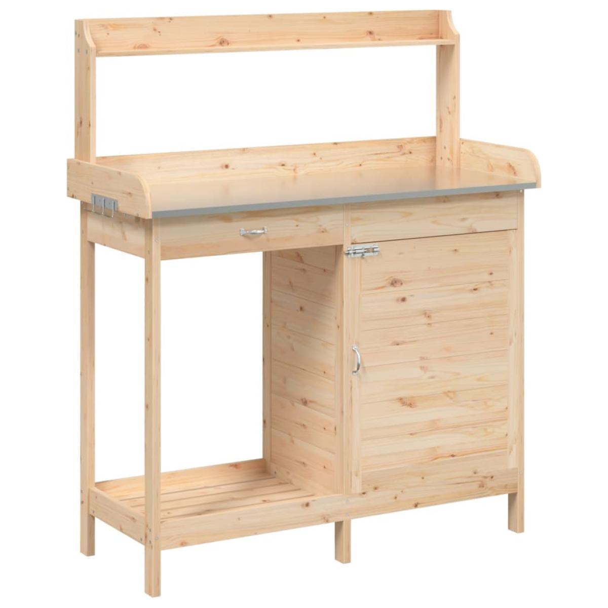 Mesa para macetas con armario madera de abeto 110,5x45x124,5 cm