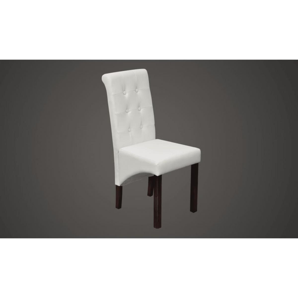 Sillas de comedor 6 uds cuero sintético blanco