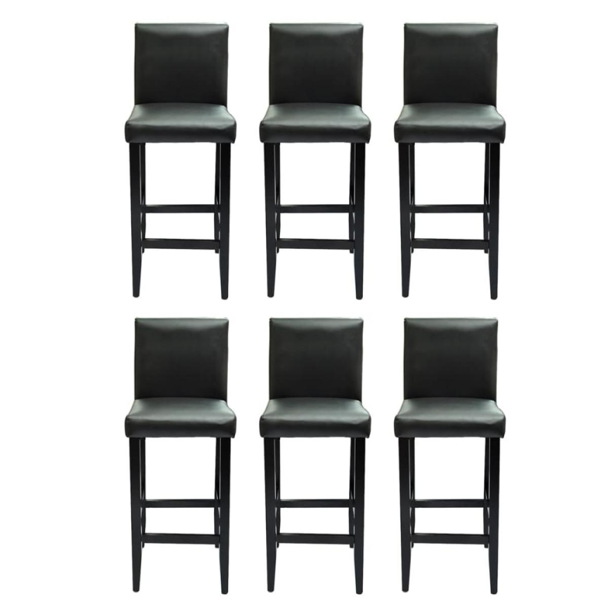Taburetes de bar 6 unidades de cuero artificial negro