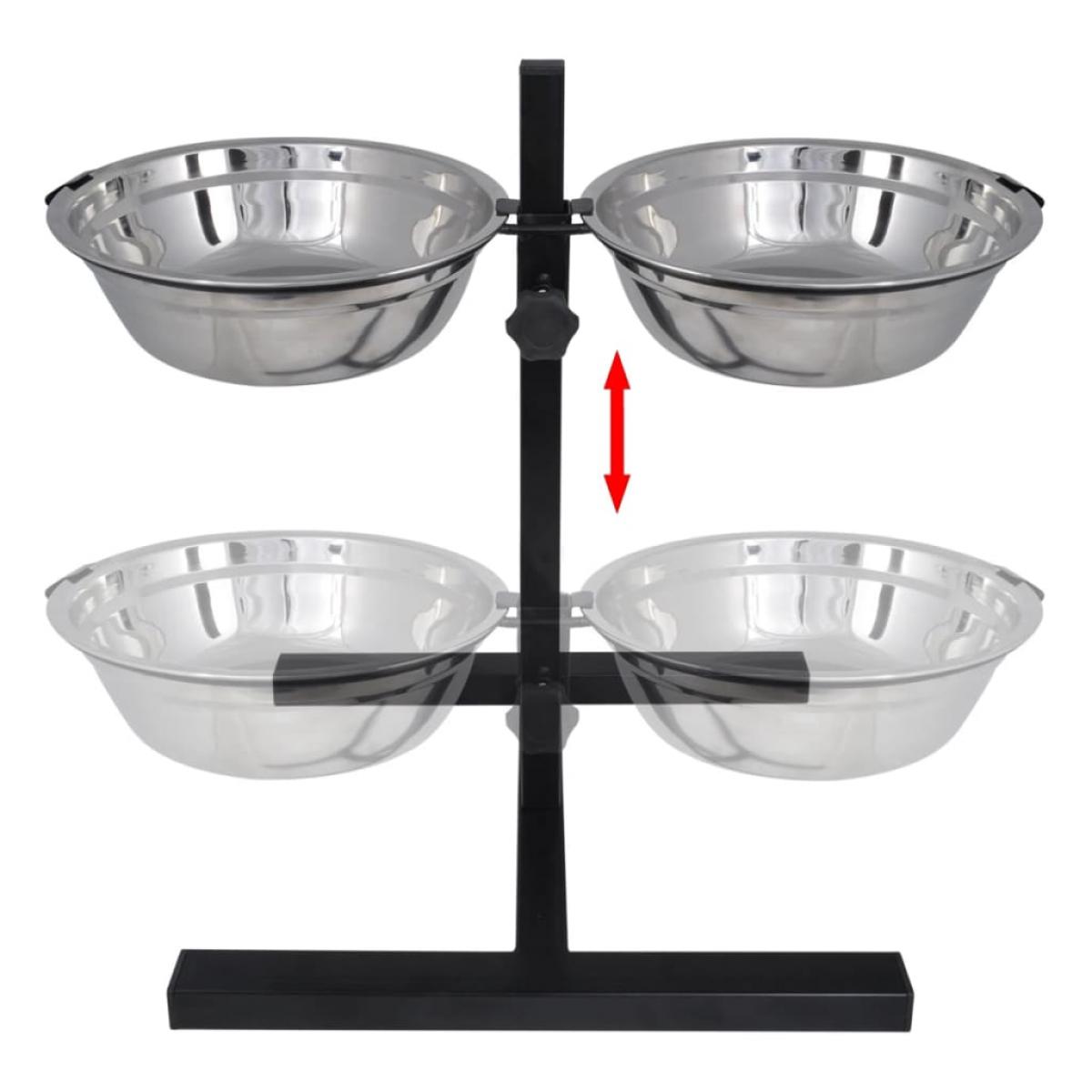 Soporte De Alimentación Ajustable Mascota 2X4.1L Tazón Inoxidable