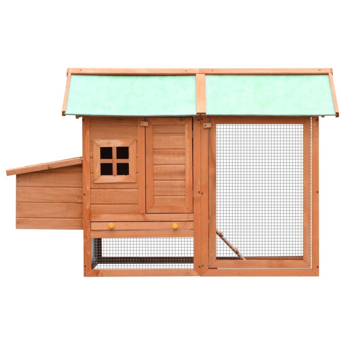 Gallinero de madera maciza de pino y abeto 170x81x110 cm