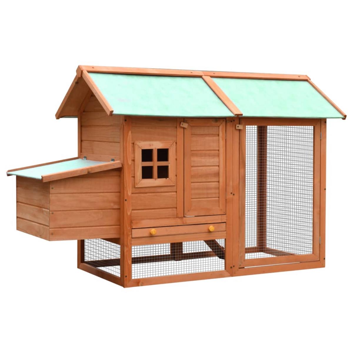 Gallinero de madera maciza de pino y abeto 170x81x110 cm