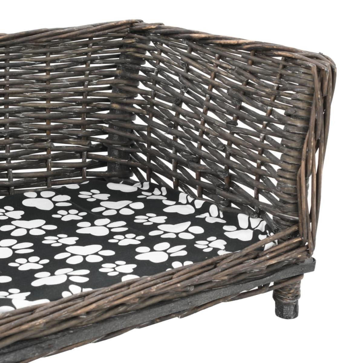 Cesta para perros con cojín sauce natural gris 90x54x35 cm