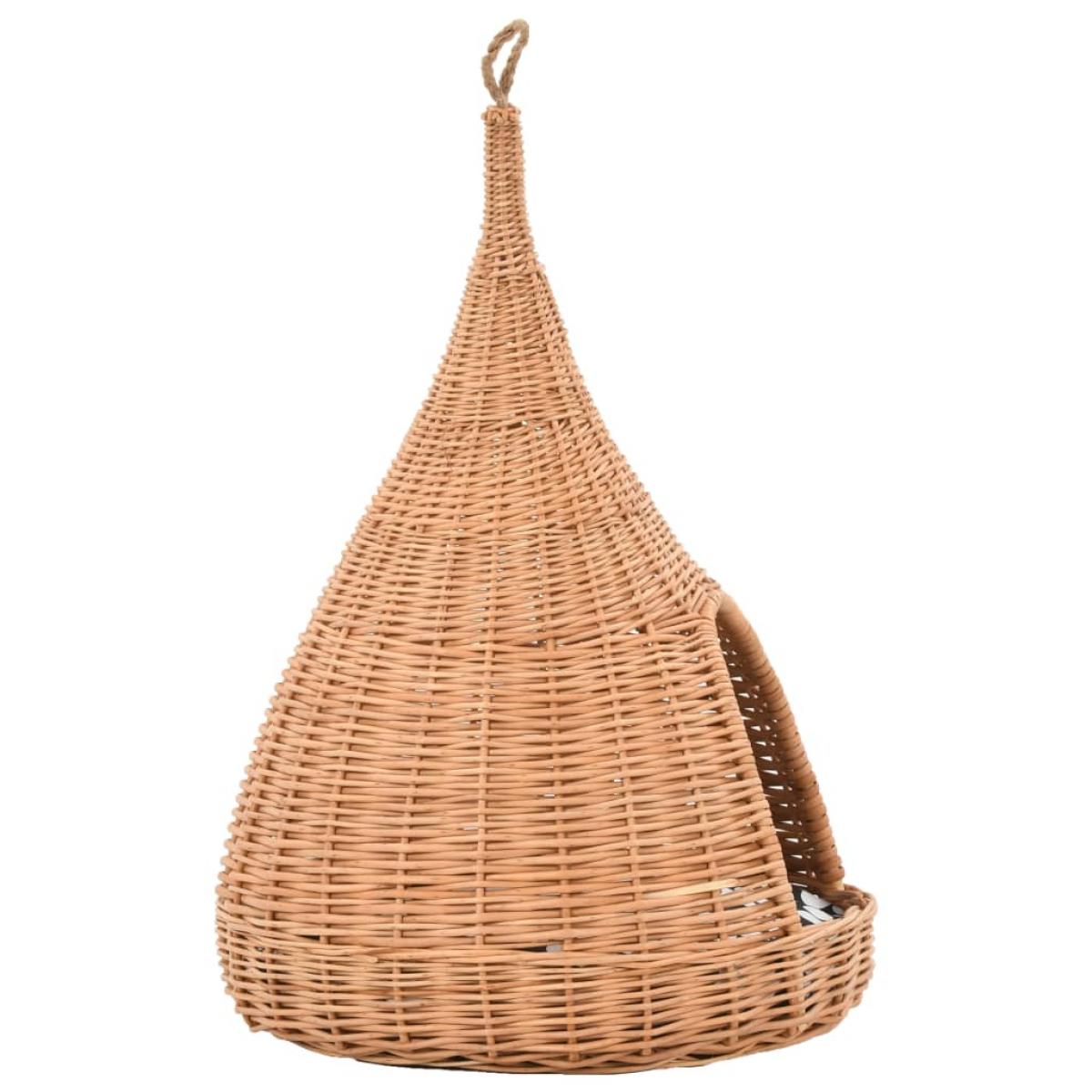Casa para gatos con cojín y forma de tipi sauce natural 40x60cm