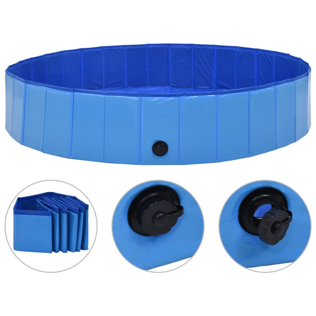 Piscina para perros plegable PVC azul 160x30 cm