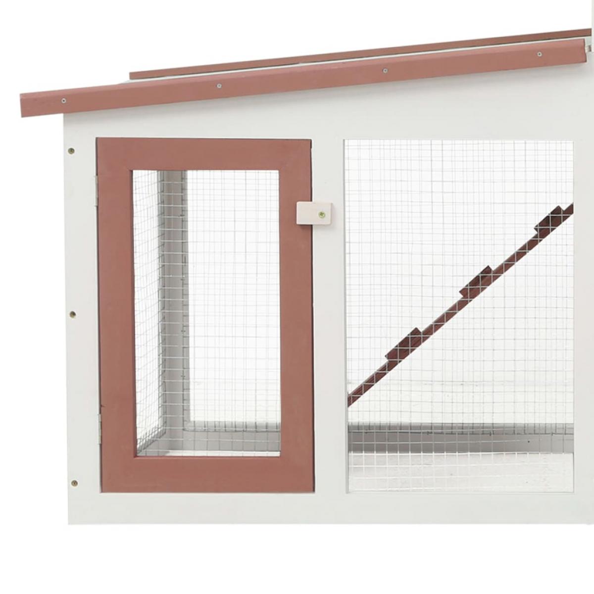 Jaula de animales grande madera marrón y blanco 204x45x85 cm
