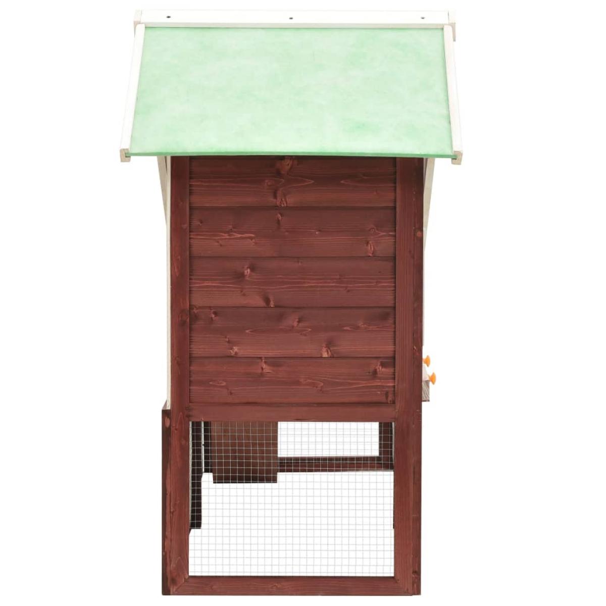 Conejera de madera maciza de abeto moca y blanco 140x63x120 cm