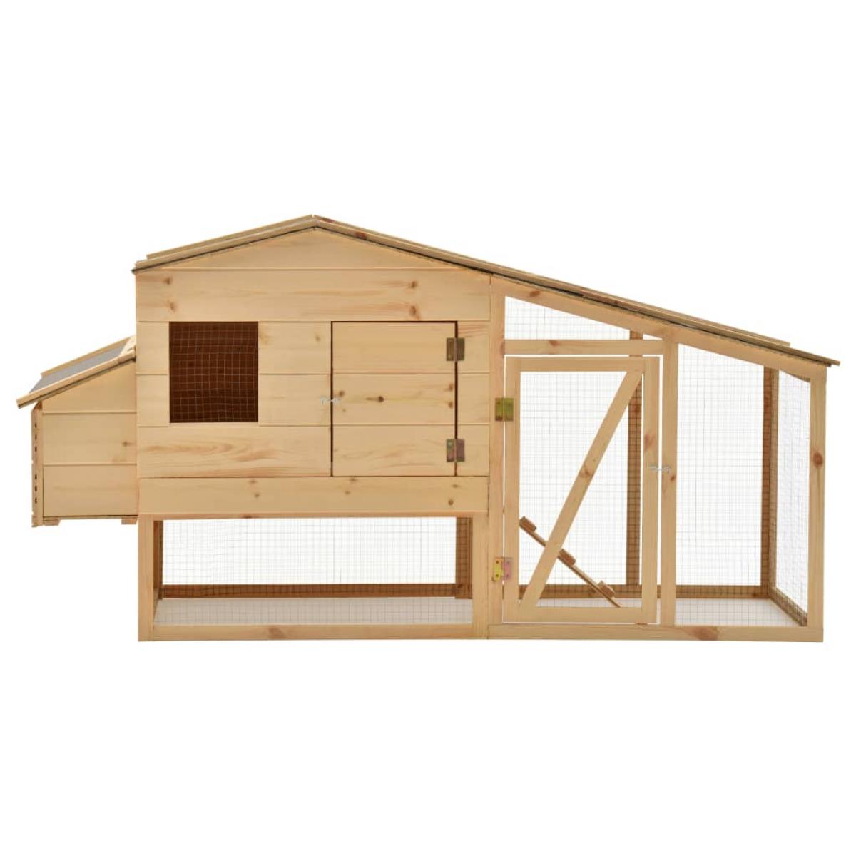 Gallinero de madera maciza de pino 178x67x92 cm