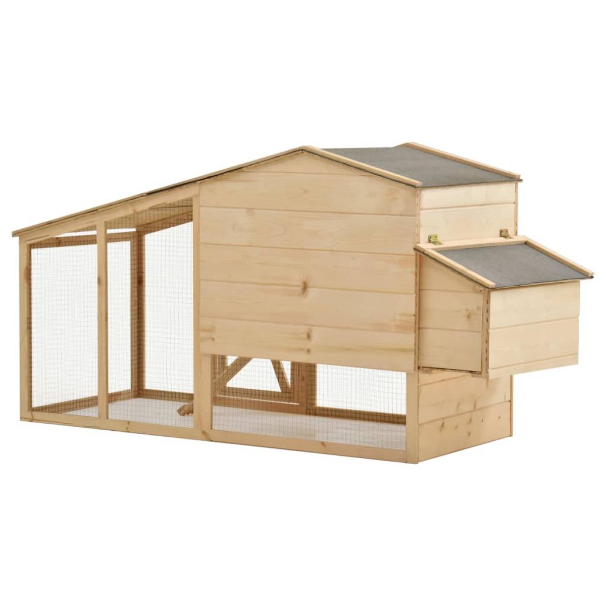 Gallinero de madera maciza de pino 178x67x92 cm