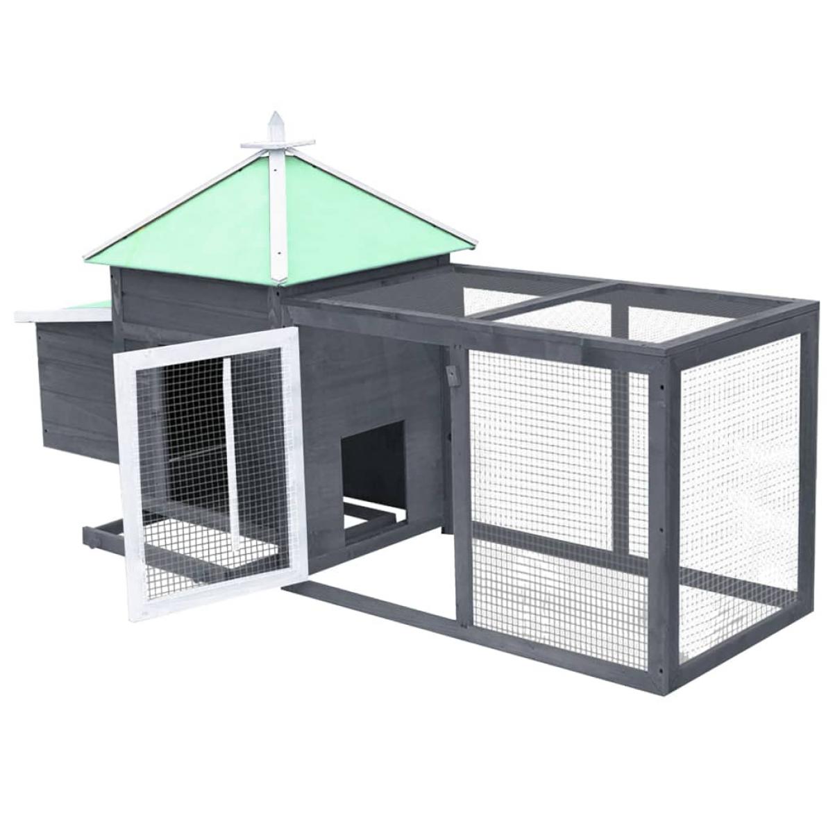 Gallinero con ponedero madera maciza abeto gris 190x72x102 cm