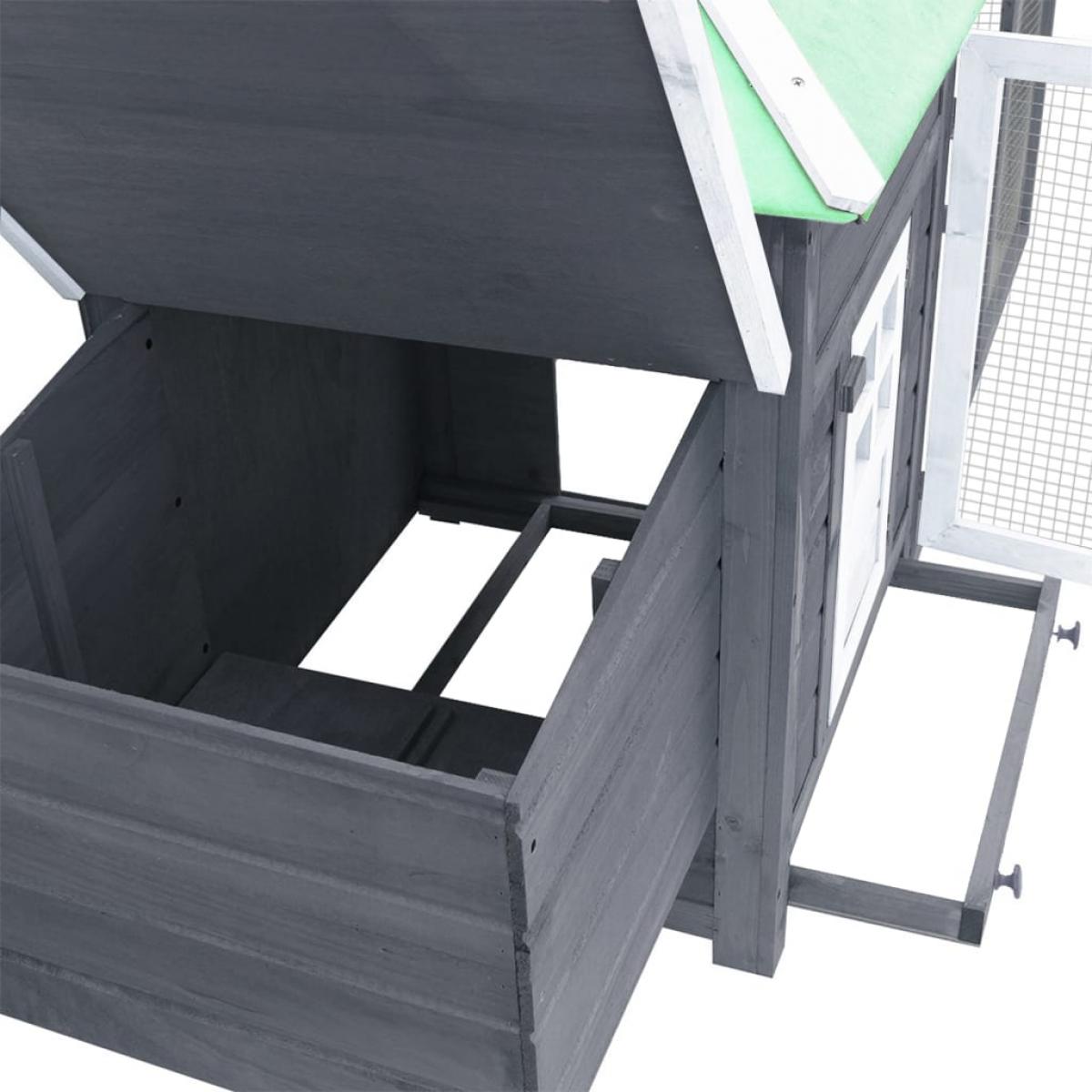 Gallinero con ponedero madera maciza abeto gris 190x72x102 cm