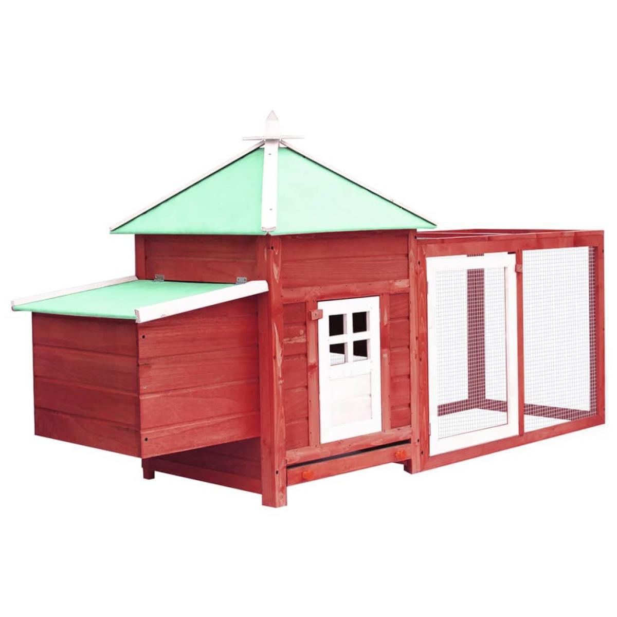 Gallinero con ponedero madera maciza  abeto rojo 190x72x102 cm