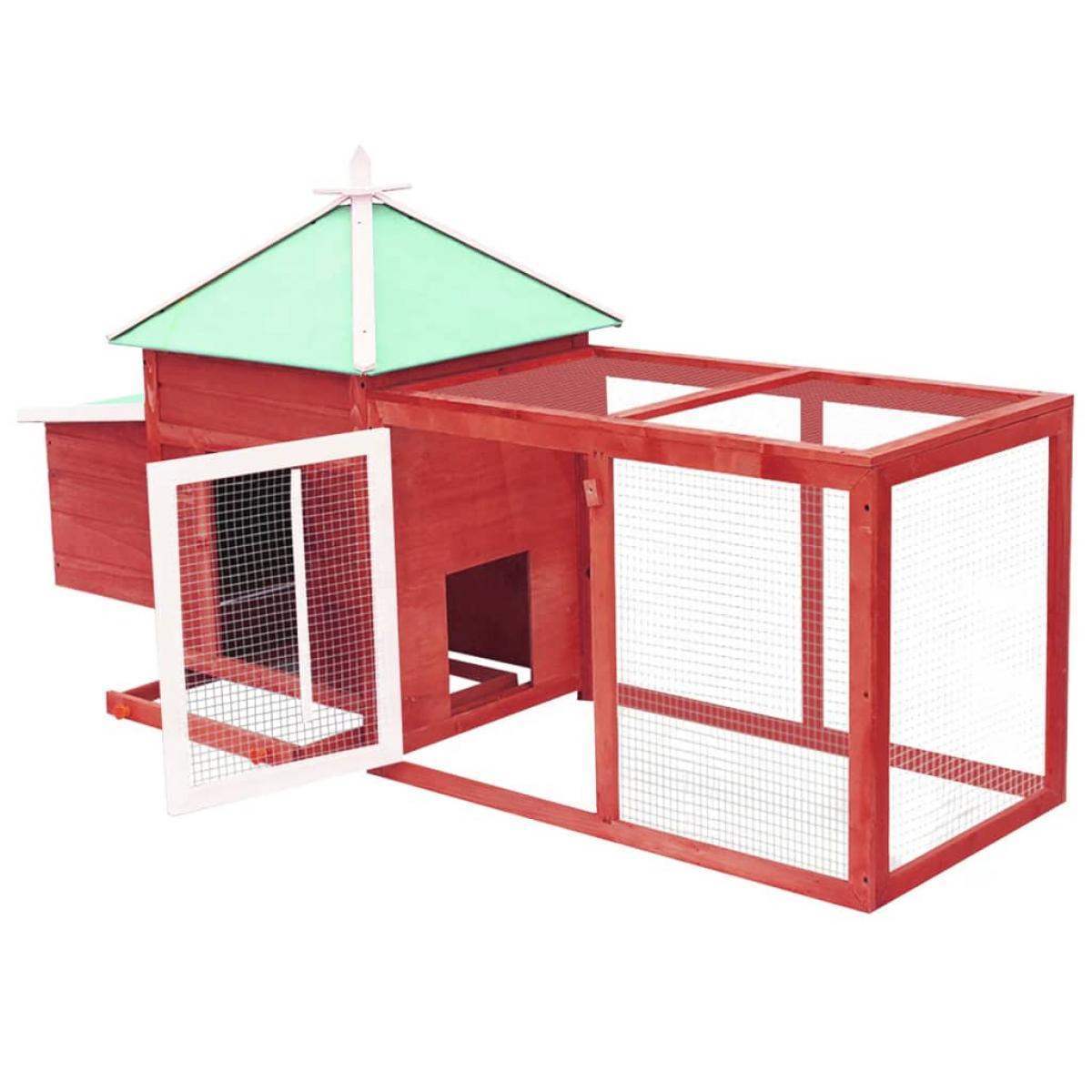 Gallinero con ponedero madera maciza  abeto rojo 190x72x102 cm