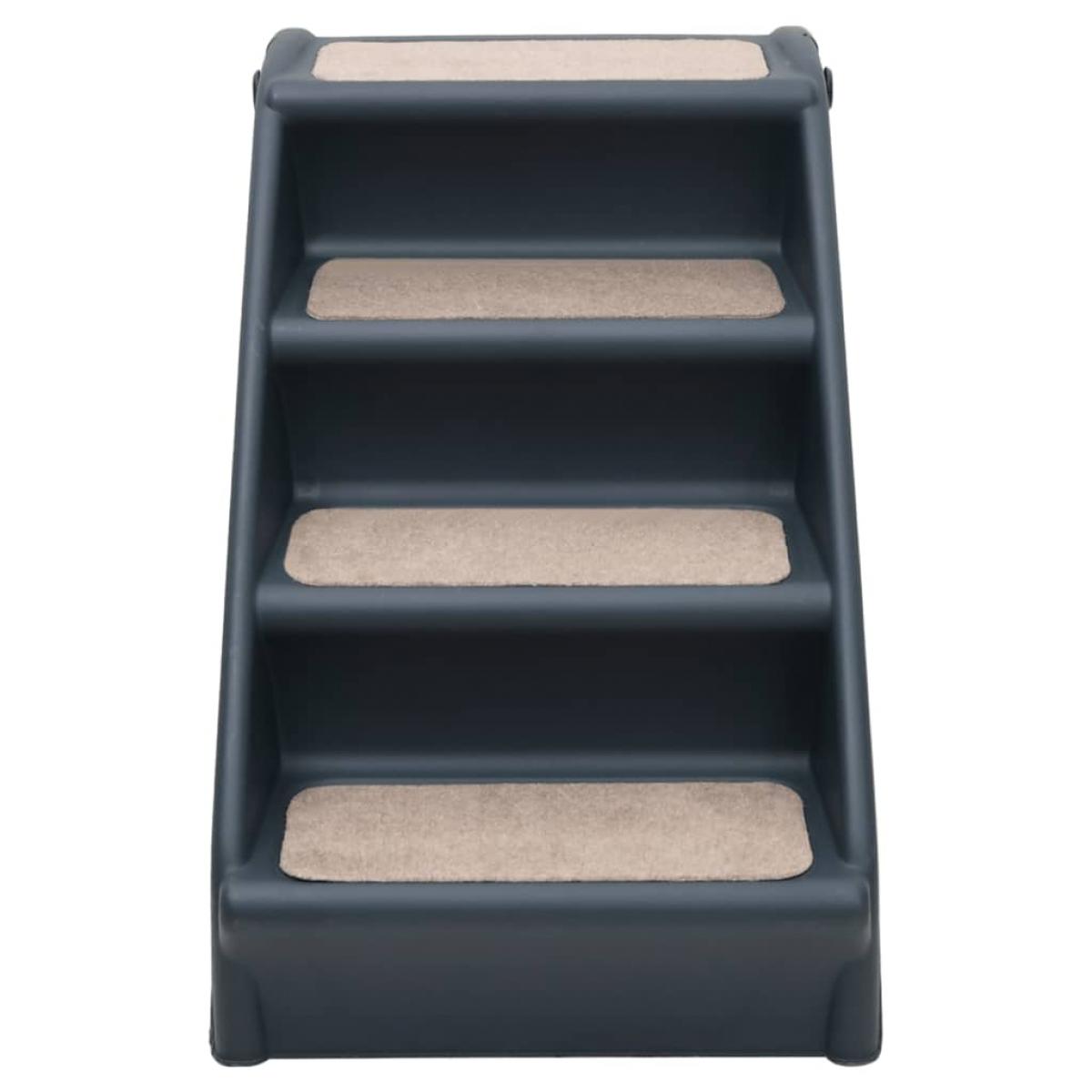 Escalera para perros plegable de 4 peldaños gris oscuro