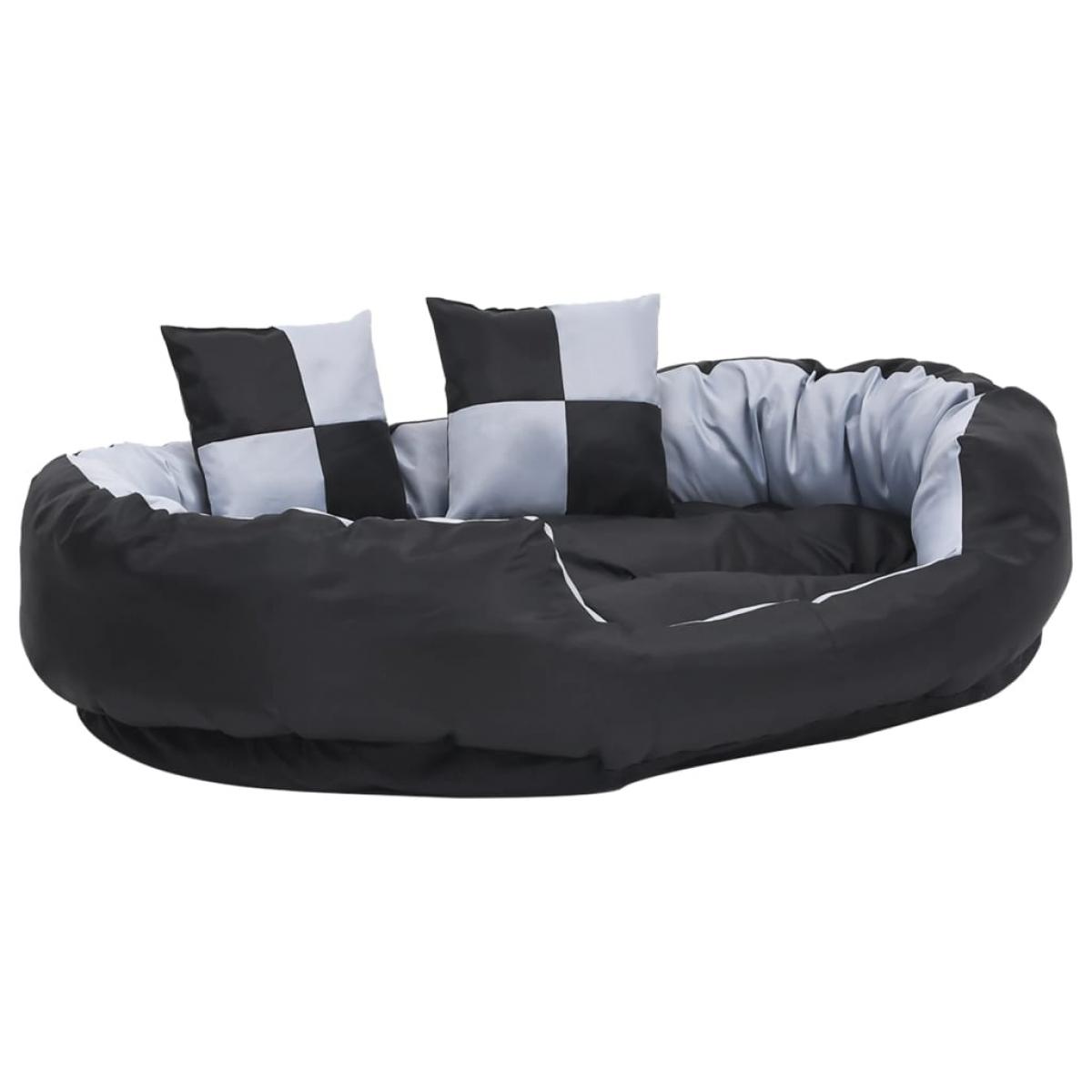 Cojín para perro reversible y lavable gris y negro 110x80x23 cm