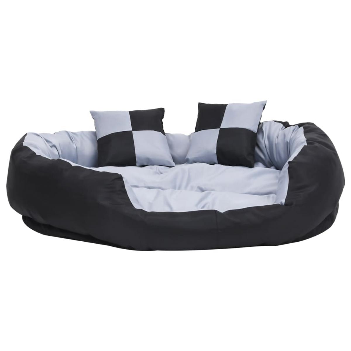 Cojín para perro reversible y lavable gris y negro 110x80x23 cm
