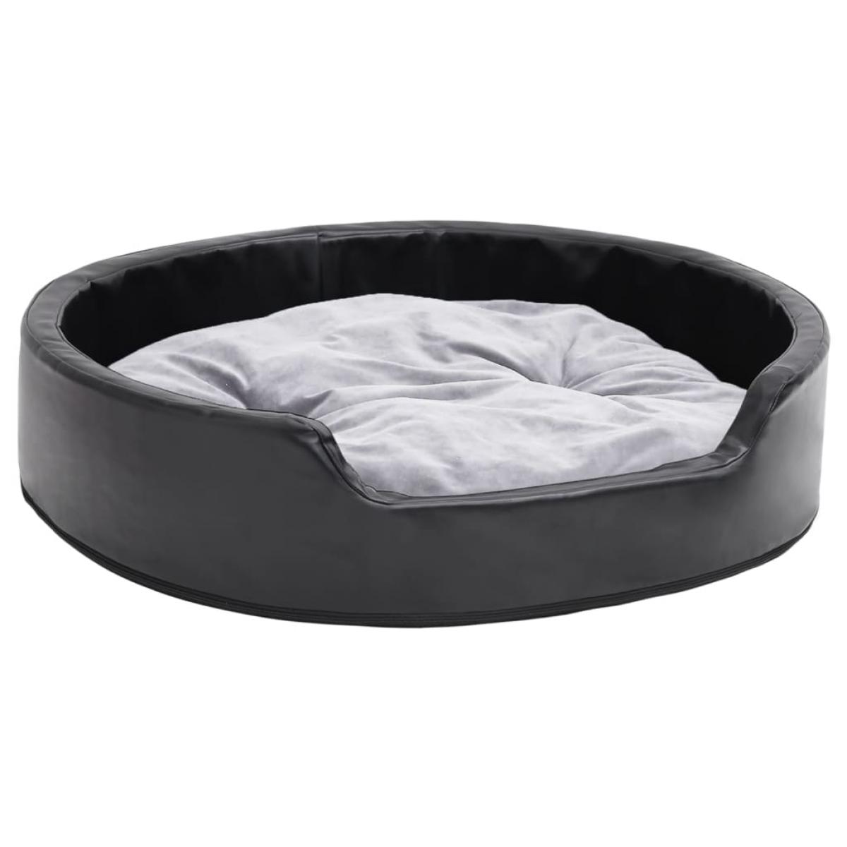 Cama para perros felpa y cuero sintético negro gris 79x70x19 cm