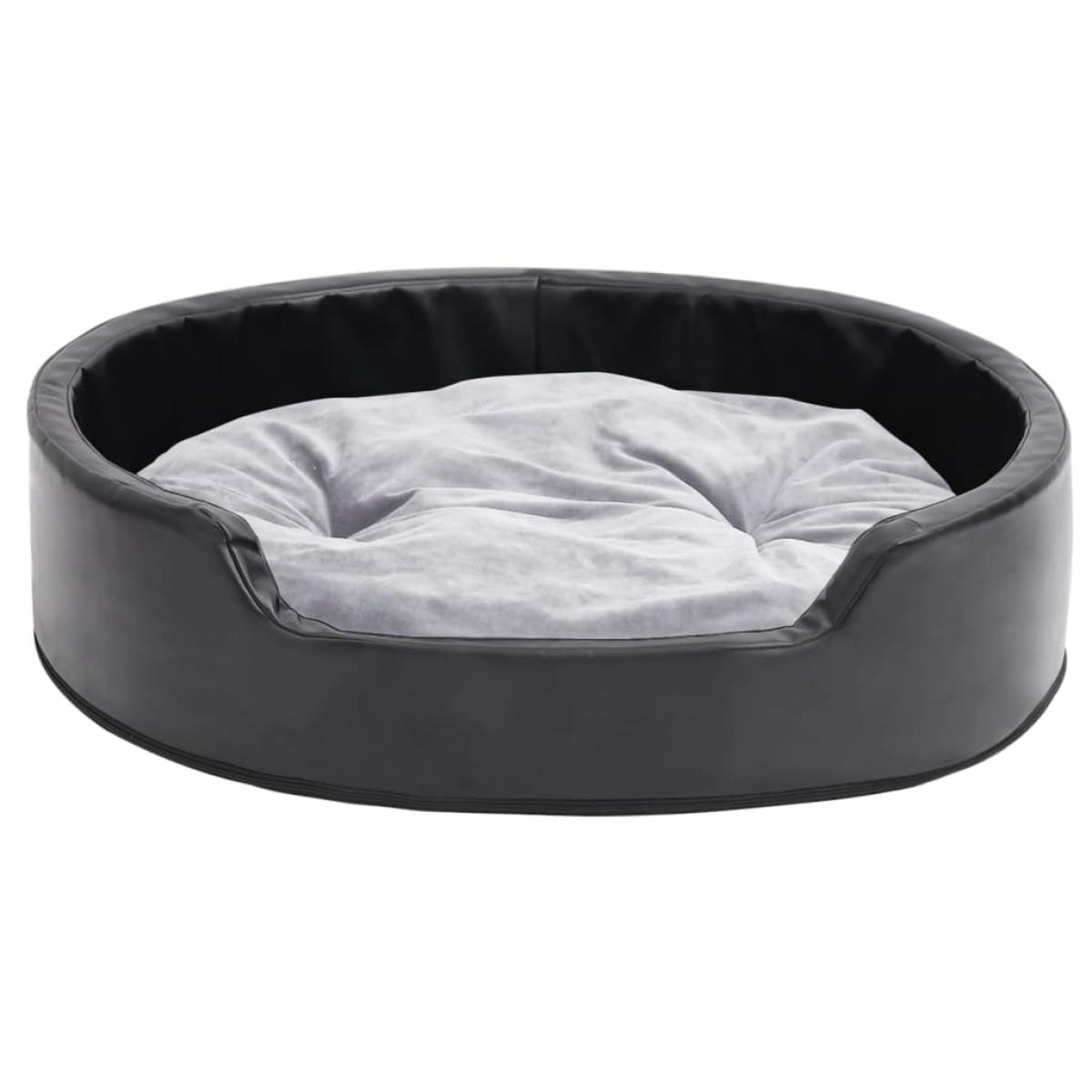 Cama para perros felpa y cuero sintético negro gris 79x70x19 cm