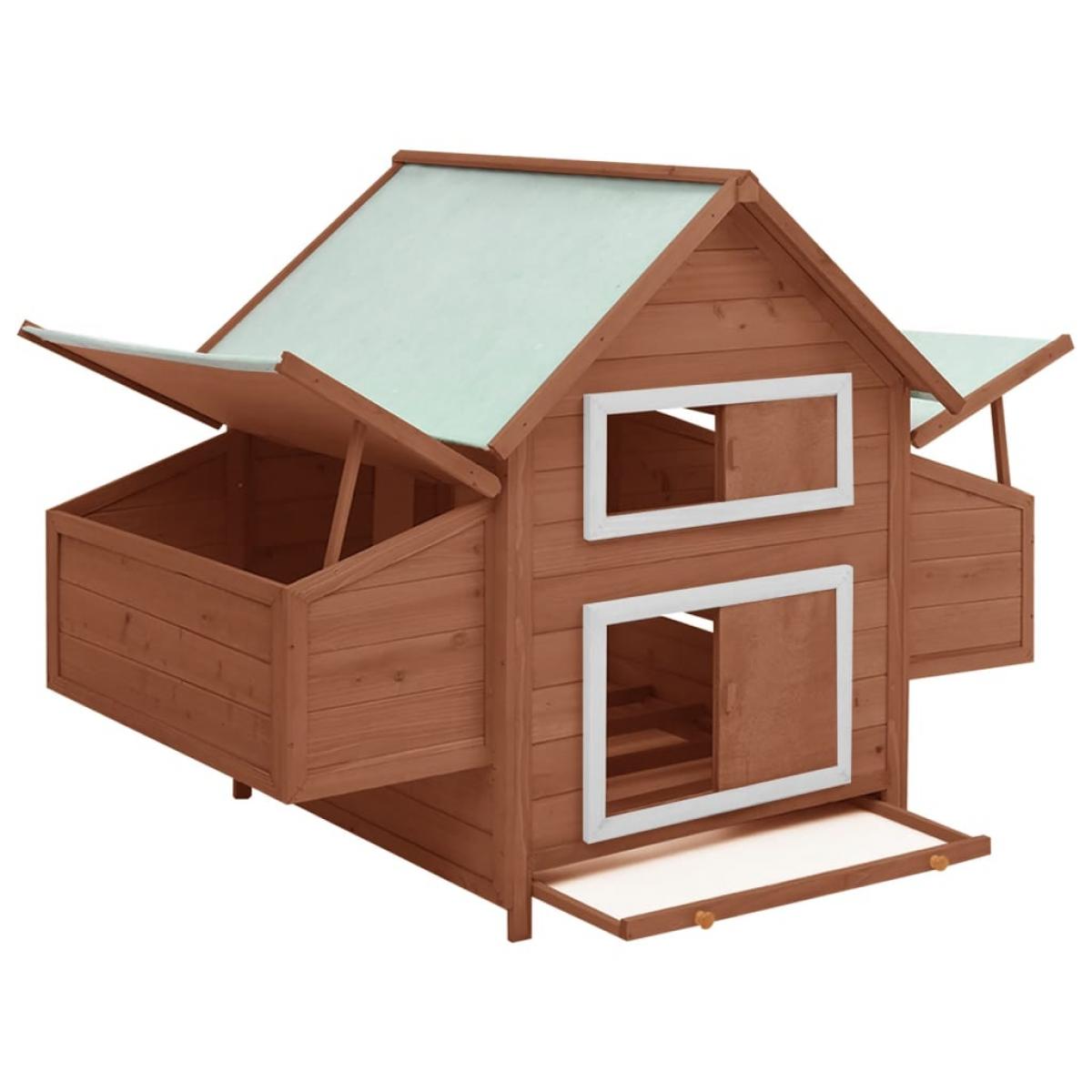Gallinero madera maciza de abeto moca y blanco 152x96x110 cm