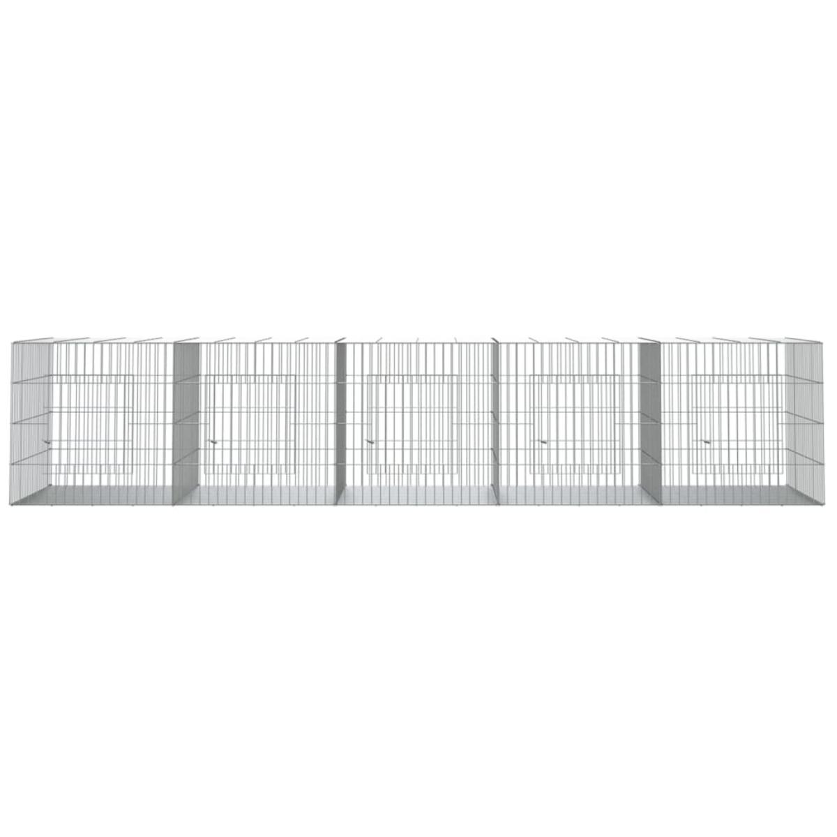 Jaula para conejos 5 paneles hierro galvanizado 273x79x54 cm