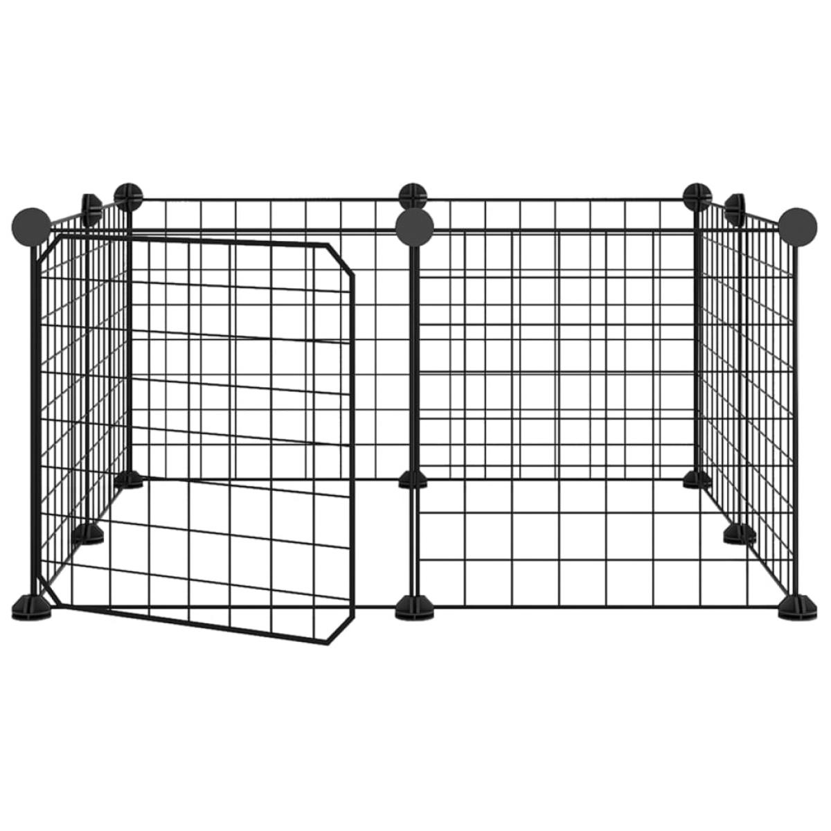 Jaula para mascotas de 8 paneles con puerta acero negro 35x35cm