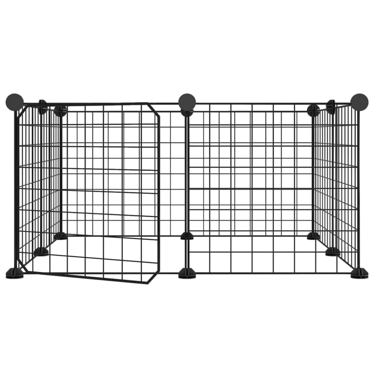 Jaula para mascotas de 8 paneles con puerta acero negro 35x35cm