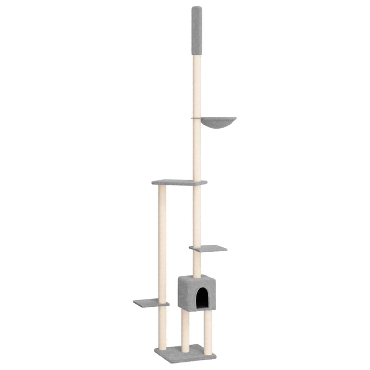 Árbol rascador gatos suelo a techo gris claro 258,5-284,5 cm
