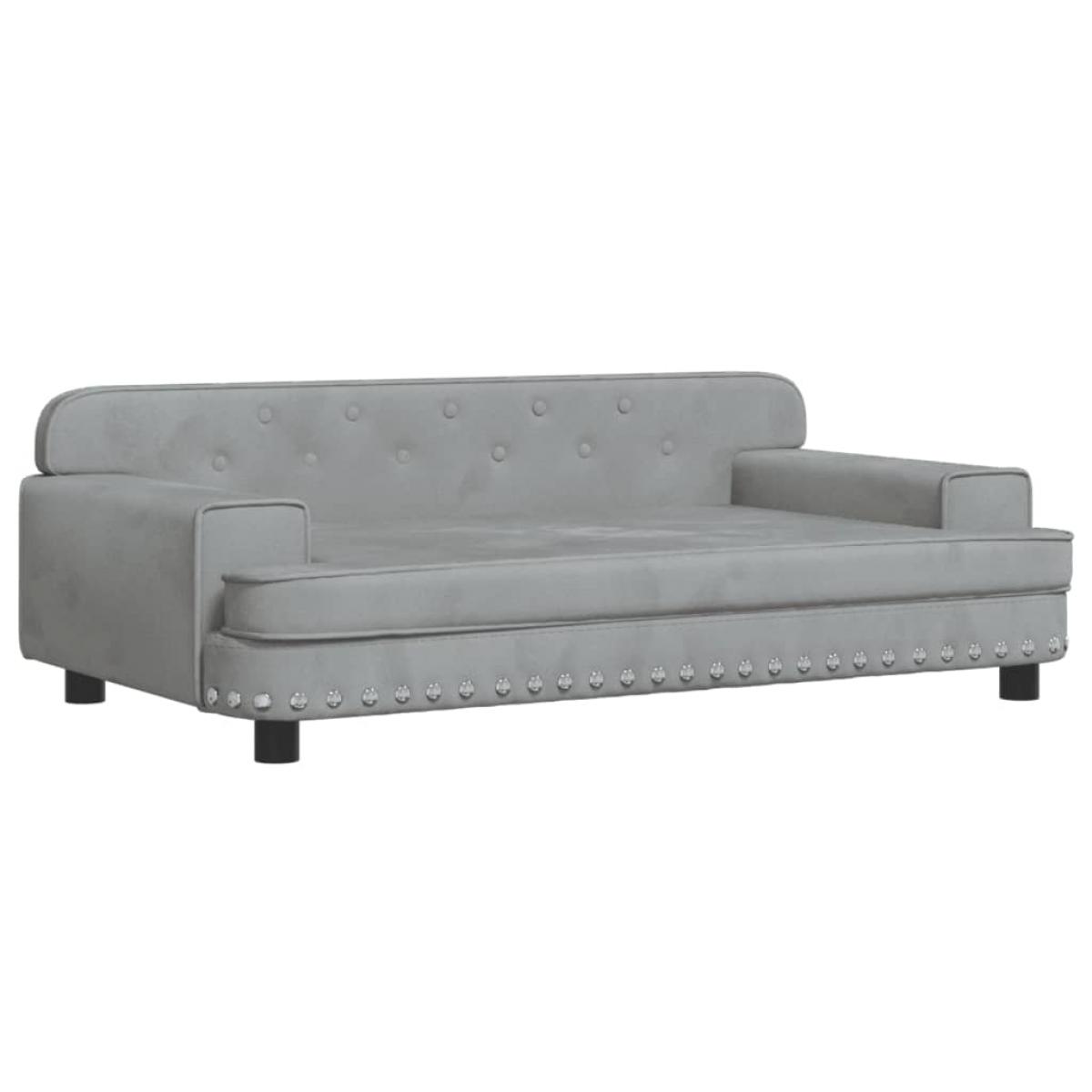 Cama para perros de terciopelo gris claro 90x53x30 cm