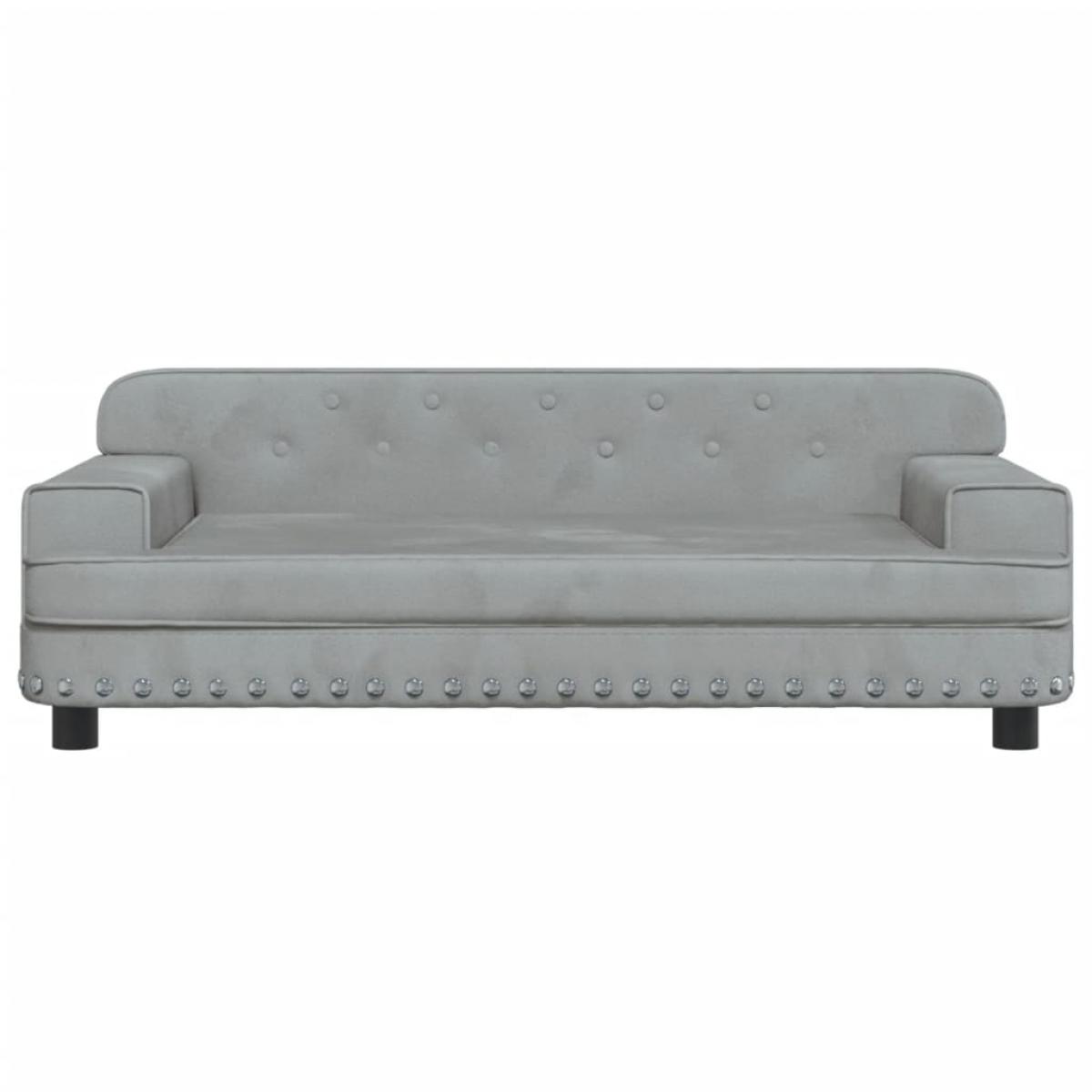 Cama para perros de terciopelo gris claro 90x53x30 cm