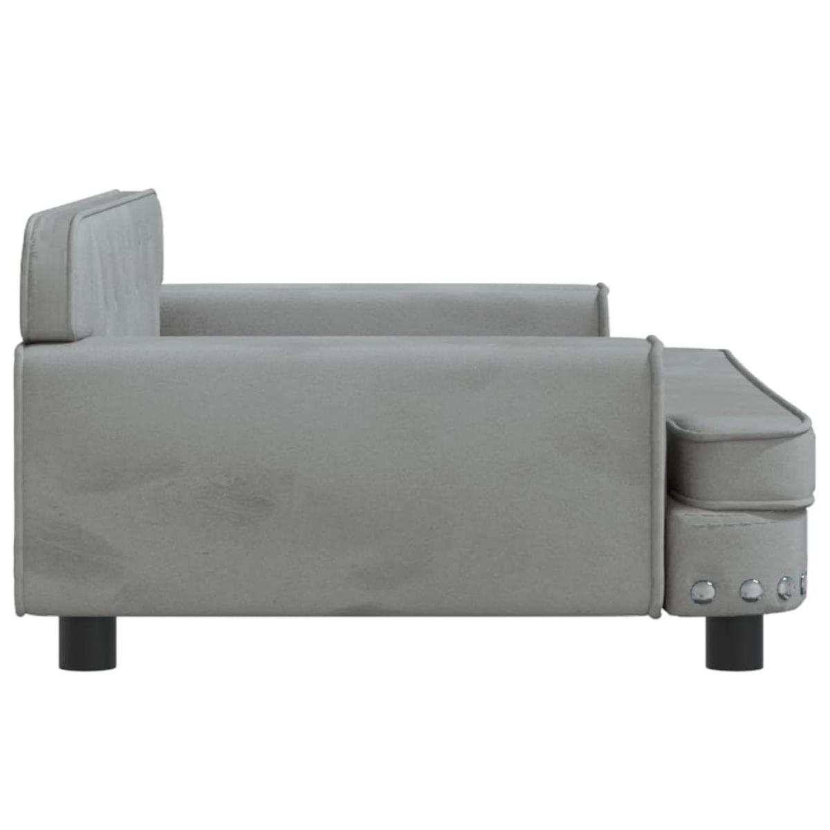 Cama para perros de terciopelo gris claro 90x53x30 cm