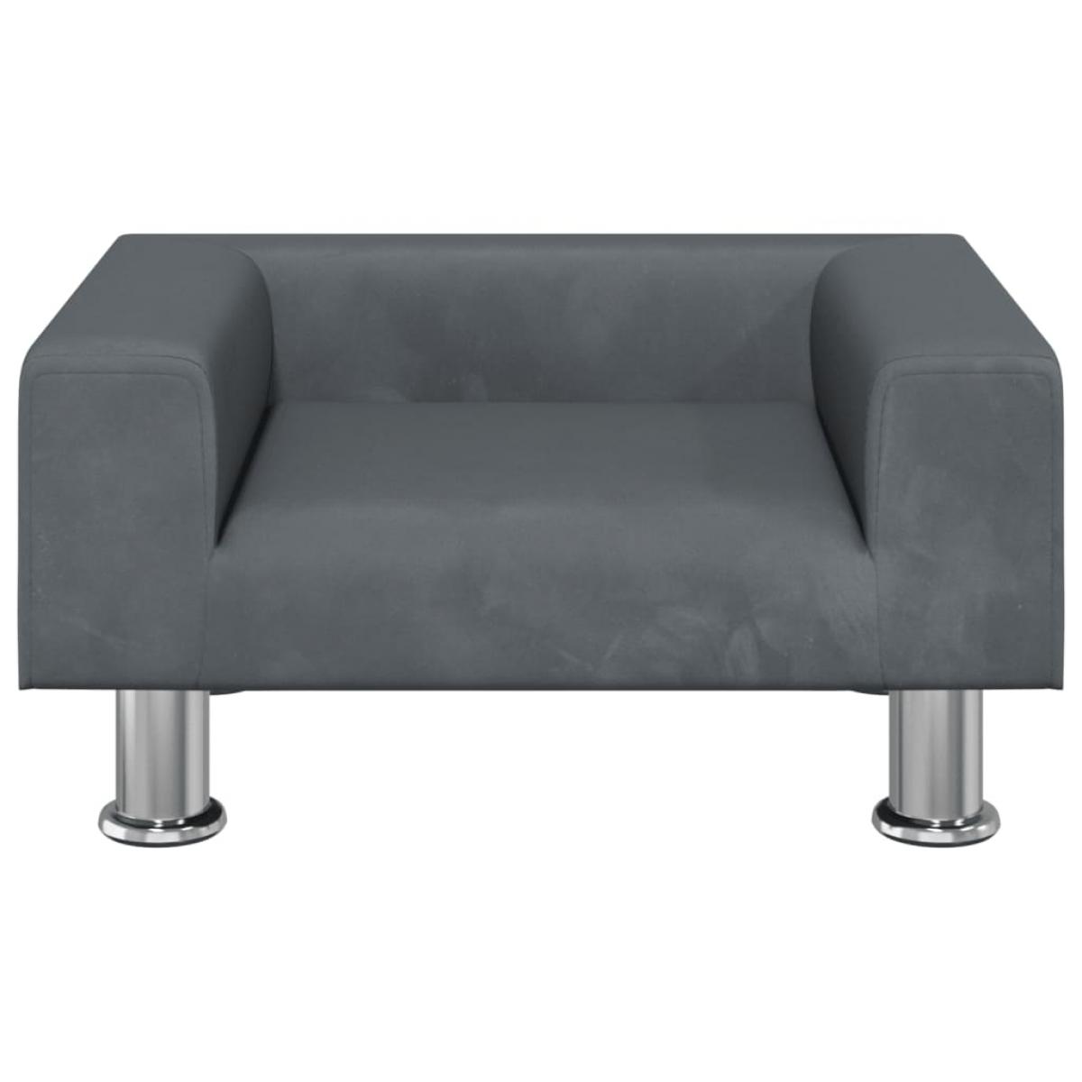 Cama para perros de terciopelo gris oscuro 50x40x26,5 cm